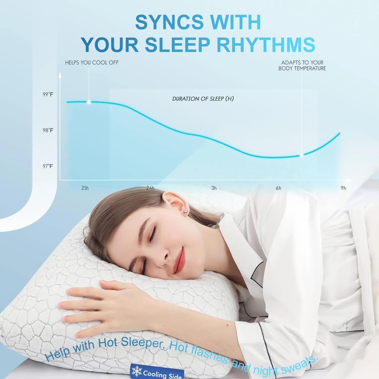 QUTOOL Cooling Bed Pillows for Sleeping Shredded Memory Foam King Pillows 2 Pack Gel Pillows King Size Set of 2, Support Yet Soft Adjustable Pillow for Side, Back Sleepers
