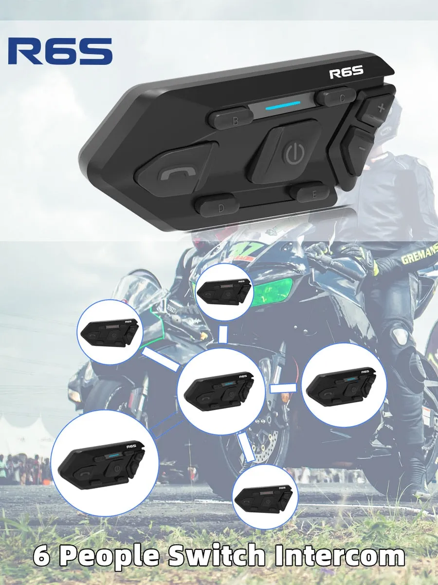 R6S Intercom  Bluetooth Headset - Waterproof