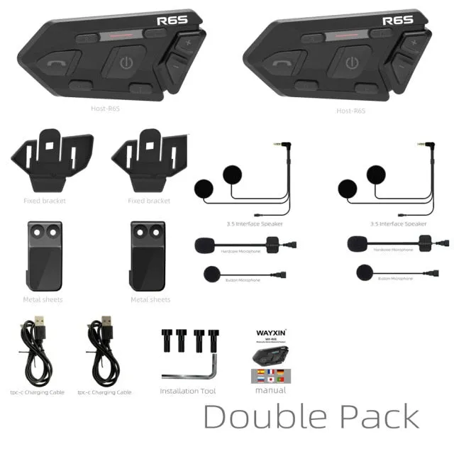 R6S Intercom  Bluetooth Headset - Waterproof