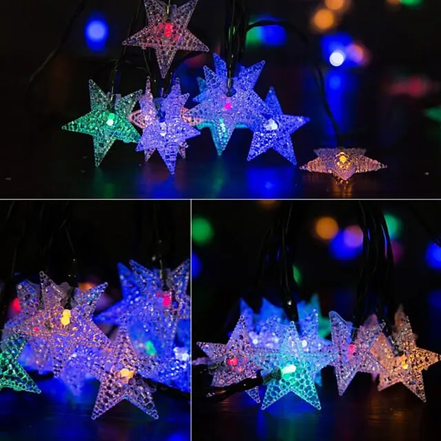 Ramadan Eid Lights Outdoor Solar String Light LED Solar Garden Light 1 set LED Lantern Solar Light Outdoor String Lights 5m 20 Lights Stars Stars Small Stars Five Stars Waterproof Lights