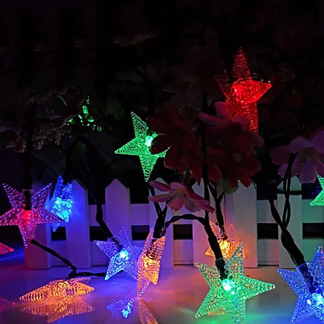 Ramadan Eid Lights Outdoor Solar String Light LED Solar Garden Light 1 set LED Lantern Solar Light Outdoor String Lights 5m 20 Lights Stars Stars Small Stars Five Stars Waterproof Lights
