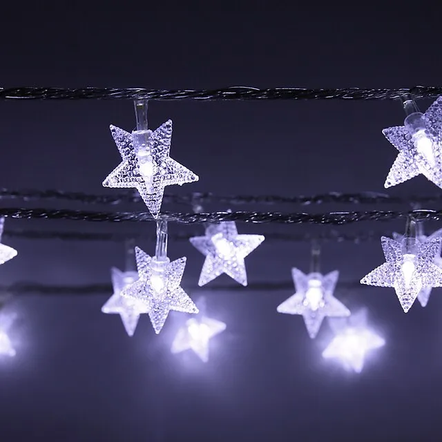 Ramadan Eid Lights Outdoor Solar String Light LED Solar Garden Light 1 set LED Lantern Solar Light Outdoor String Lights 5m 20 Lights Stars Stars Small Stars Five Stars Waterproof Lights