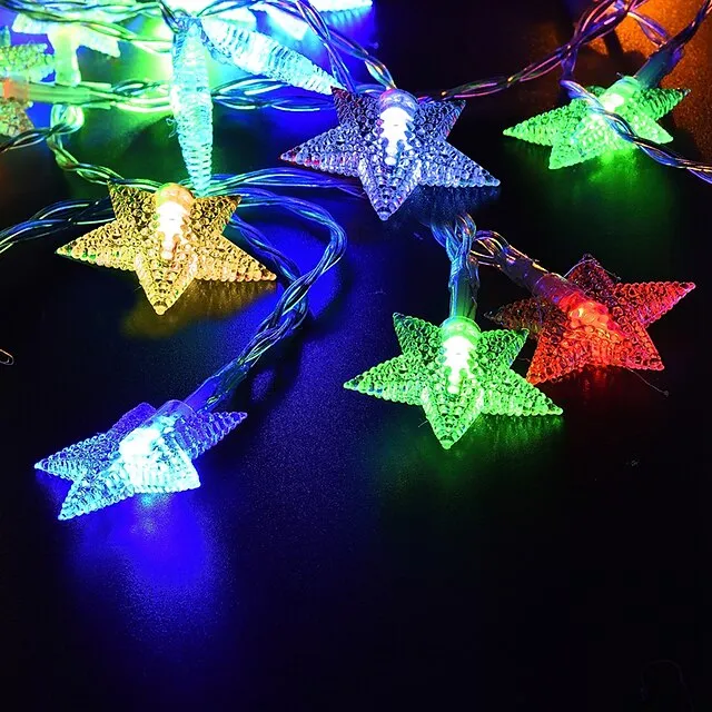 Ramadan Eid Lights Outdoor Solar String Light LED Solar Garden Light 1 set LED Lantern Solar Light Outdoor String Lights 5m 20 Lights Stars Stars Small Stars Five Stars Waterproof Lights