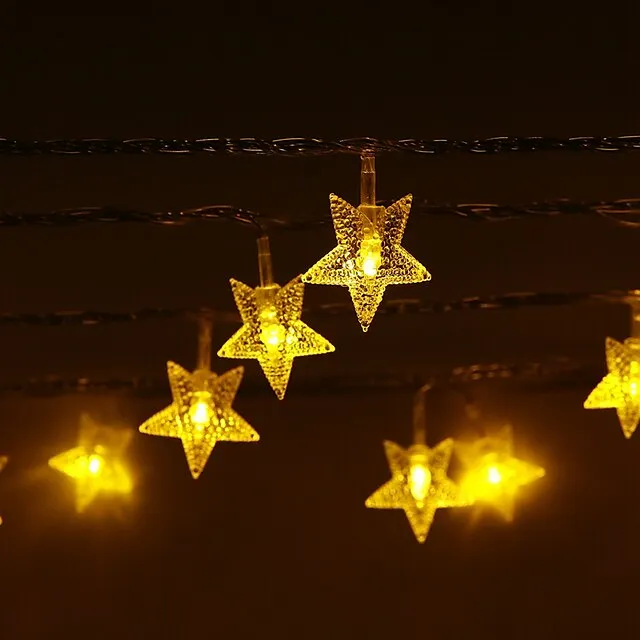 Ramadan Eid Lights Outdoor Solar String Light LED Solar Garden Light 1 set LED Lantern Solar Light Outdoor String Lights 5m 20 Lights Stars Stars Small Stars Five Stars Waterproof Lights