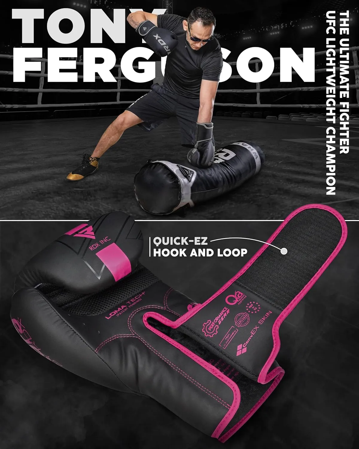RDX Boxing Gloves, Pro Training Sparring, Maya Hide Leather, Muay Thai MMA Kickboxing, Men Women Adult, Heavy Punching Bag Focus Mitts Pads Workout, Ventilated Palm, Multi Layered, 8 10 12 14 16 18 Oz
