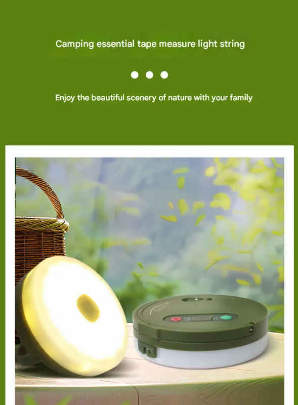 Rechargeable LED Camping Light with 10m Retractable String Light (Warm White)