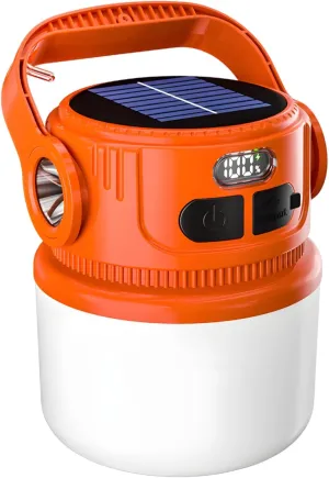 Rechargeable Led Lantern with Solar Charging, 6 Brightness Levels for Camping, Market Stalls & Emergency Use, USB & Solar Powered