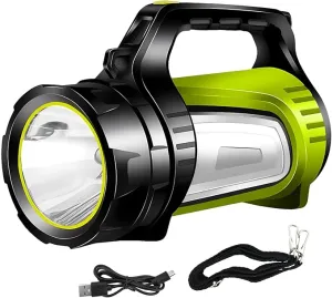 Rechargeable Spotlight,LED Handheld Spotlight with 1200LM,Power Bank, IP65 Waterproof Lantern Flashlight with Straps for During Hurricane,Emergency, Storms, Outages,Hunting, Hiking, Camping