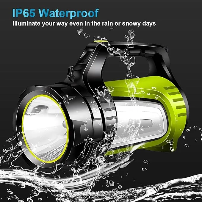Rechargeable Spotlight,LED Handheld Spotlight with 1200LM,Power Bank, IP65 Waterproof Lantern Flashlight with Straps for During Hurricane,Emergency, Storms, Outages,Hunting, Hiking, Camping