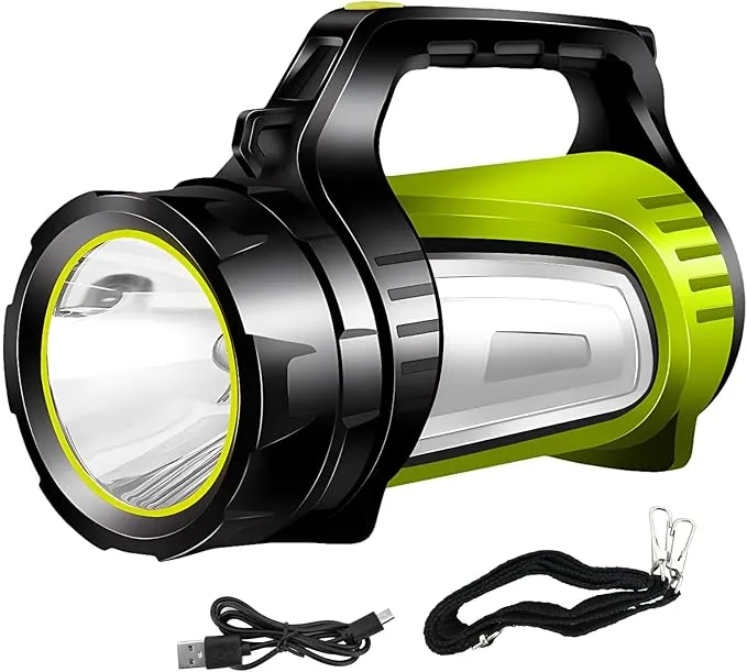 Rechargeable Spotlight,LED Handheld Spotlight with 1200LM,Power Bank, IP65 Waterproof Lantern Flashlight with Straps for During Hurricane,Emergency, Storms, Outages,Hunting, Hiking, Camping