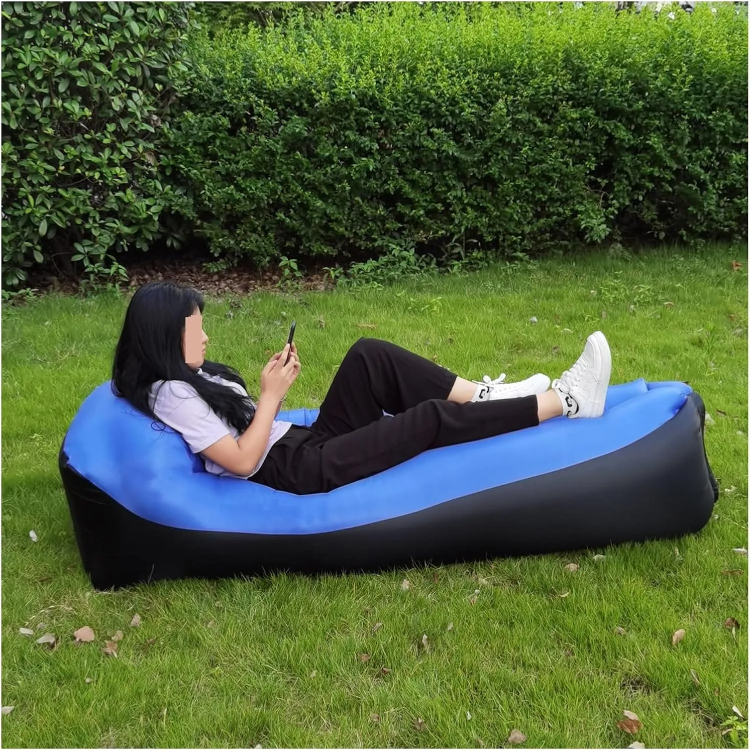 Recliner Single Folding Lazy Sofa Outdoor Portable Travel Air Sofa Bed Wilderness Camping Sleeping Bag Inflatable Bed Portable (Color : 1)