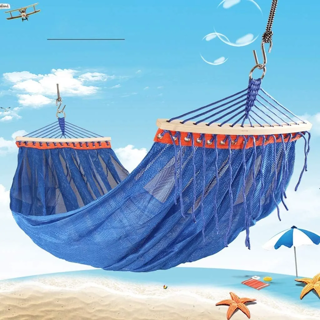 Recreation Double Hammock Anti-Rollover Mesh Breathable Mesh Leisure for Indoor and Outdoor Can Withstand Weight 250kg Gifts for Hikers