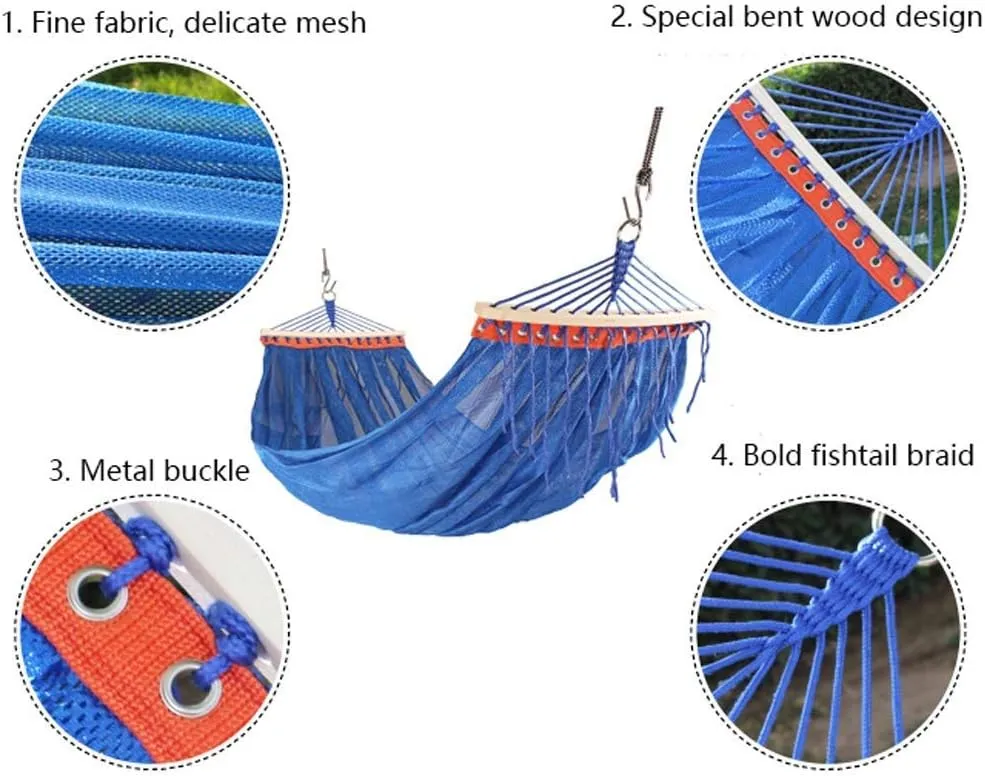 Recreation Double Hammock Anti-Rollover Mesh Breathable Mesh Leisure for Indoor and Outdoor Can Withstand Weight 250kg Gifts for Hikers