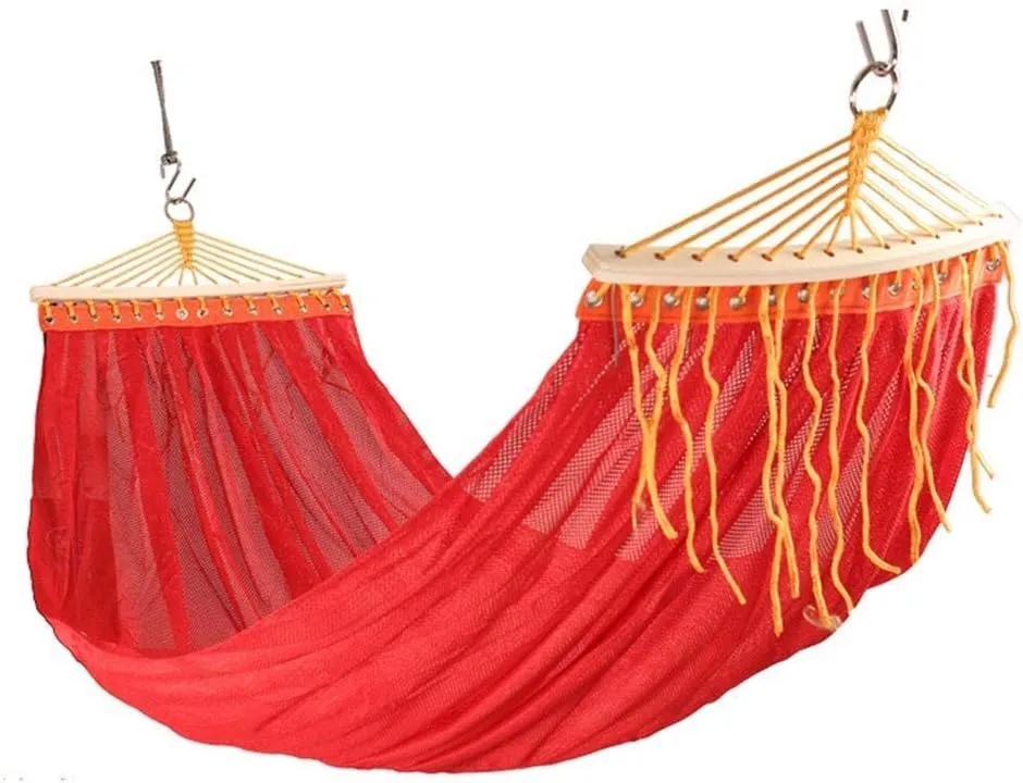 Recreation Mesh Breathable Hammock Outdoor Hammock Rollover Prevention Bedroom Camping Cotton Fabric Canvas Leisure Hanging Chair Gifts for Hikers
