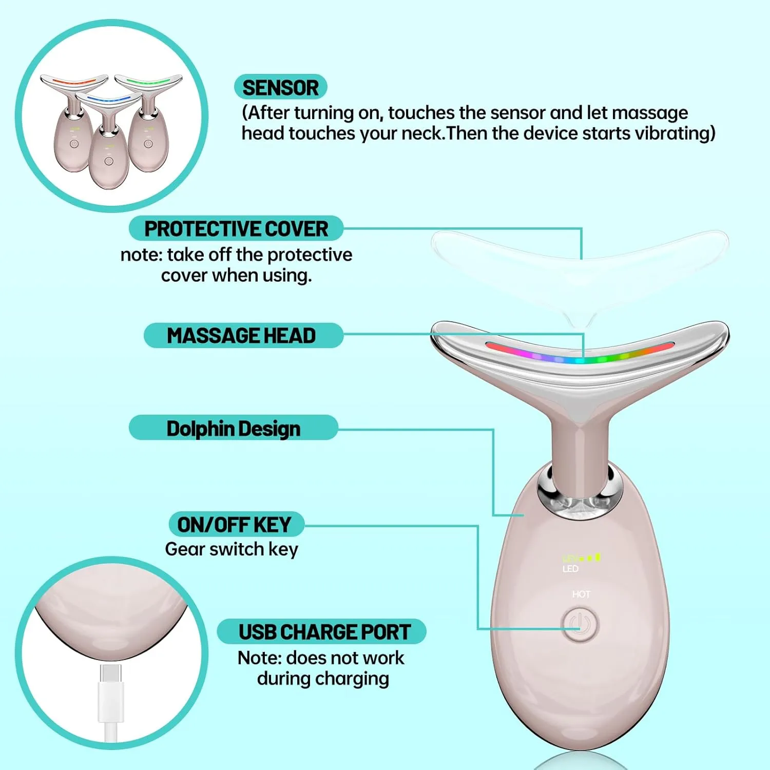 Red Light Therapy for Face, Floverkity LED Face Massager, RED Light Device, at-Home Face Tool for Skin Care