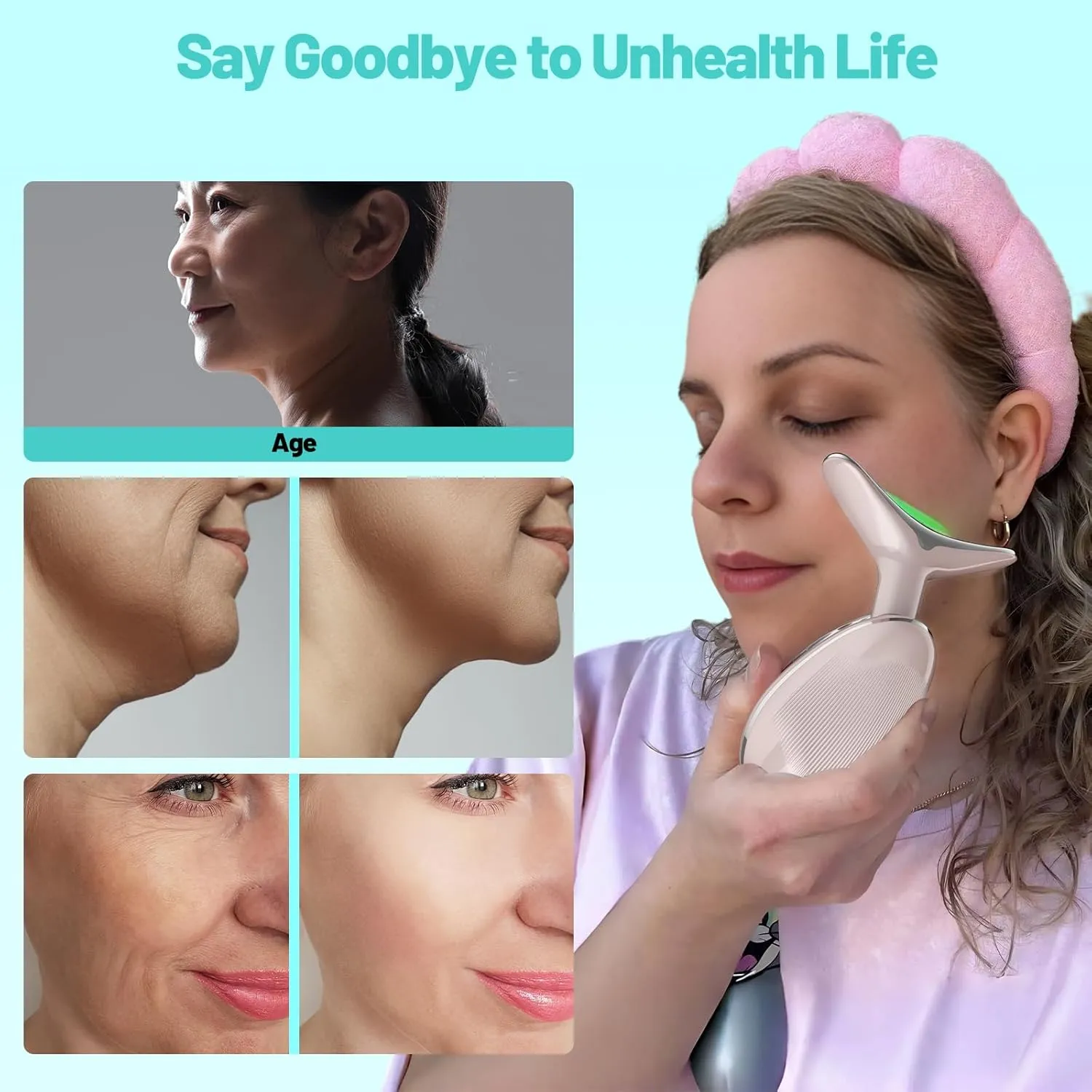 Red Light Therapy for Face, Floverkity LED Face Massager, RED Light Device, at-Home Face Tool for Skin Care