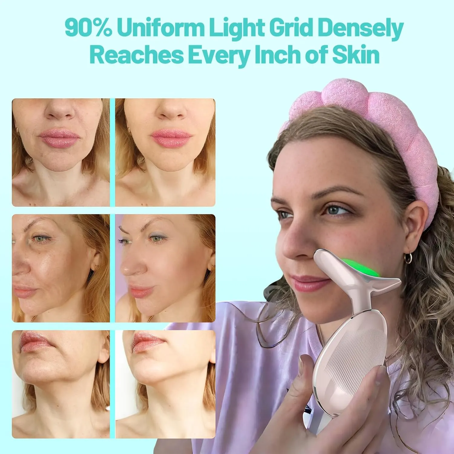 Red Light Therapy for Face, Floverkity LED Face Massager, RED Light Device, at-Home Face Tool for Skin Care