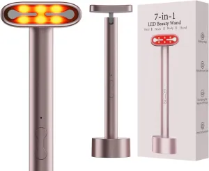 Red Light Therapy Wand for Face and Neck, 7 Colors LED Facial Light Therapy Face Eye Beauty Tool at Home