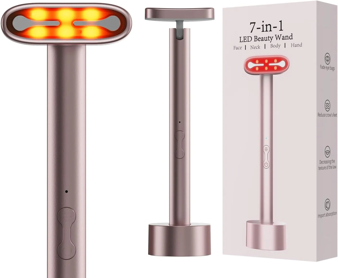 Red Light Therapy Wand for Face and Neck, 7 Colors LED Facial Light Therapy Face Eye Beauty Tool at Home
