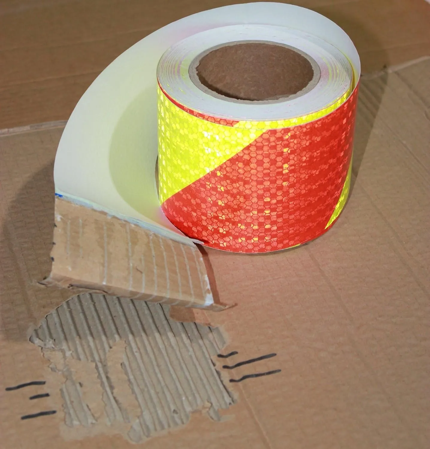 Reflective Tape 4 inch X 66 feet, Outdoor Waterproof Hazard Conspicuity Safety Warning Industrial Marking Tape