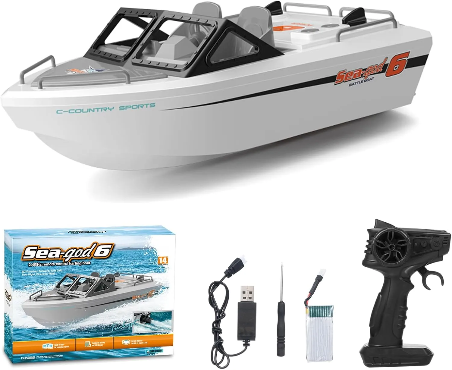 Remote Control Boat, 2.4GHz RC Jet Boat Waterproof Karting Ship with Brushless Motor for Pools and Lakes, Mini Electric Toy for Kids Boys Girls