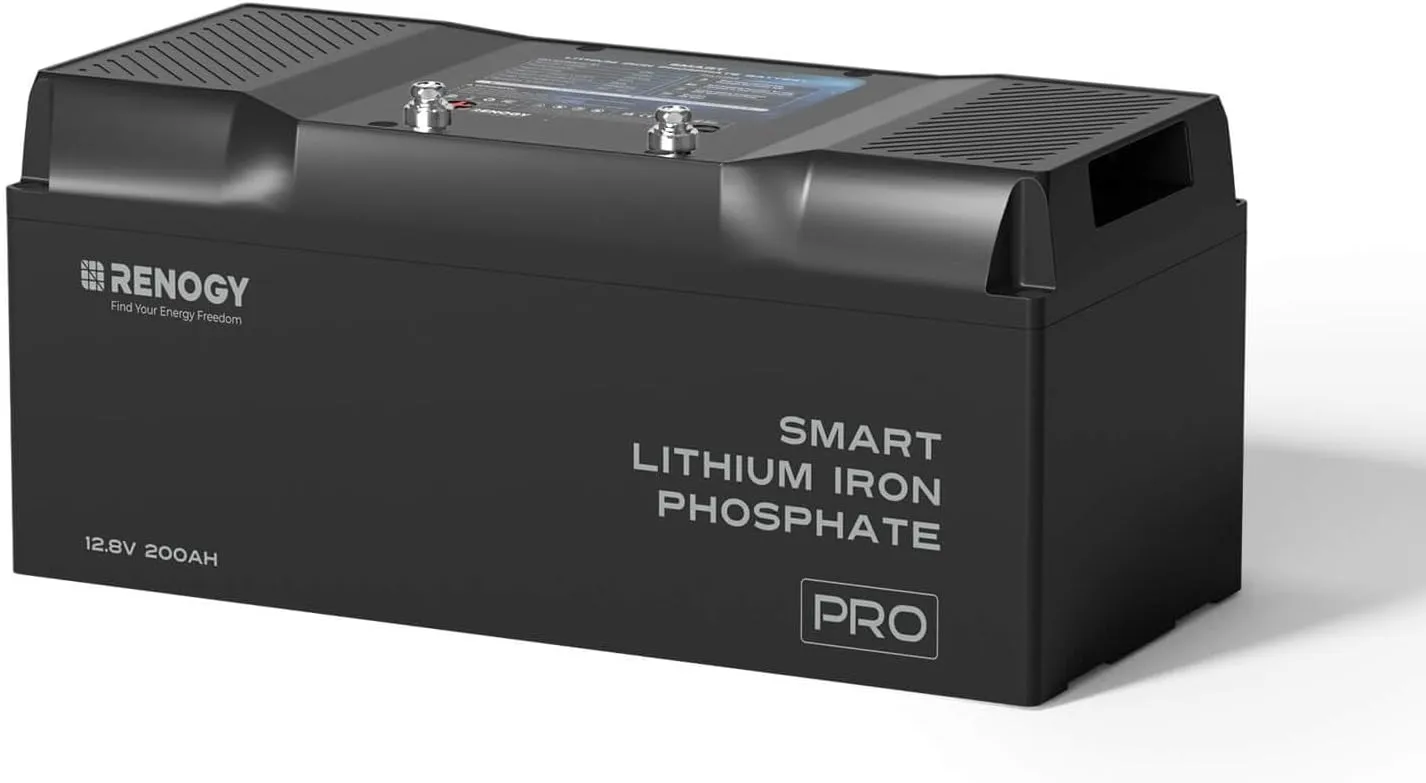 Renogy 12V 200Ah Bluetooth Self-Heating Lithium LiFePO4 Deep Cycle Battery, 5000 Deep Cycles, dust-Proof IP67, Backup Power for RV, Cabin, and Marine Applications-Pro Series