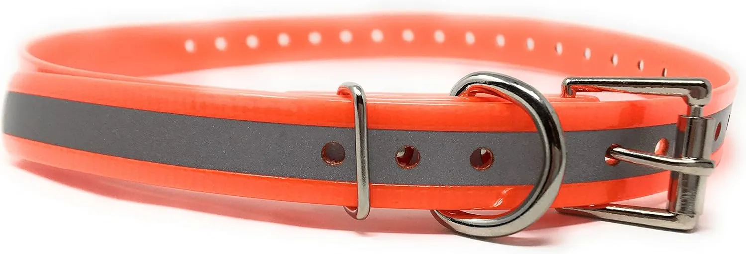 Replacement Strap for Dogtra Collars - 3/4" Wide Ultra-Durable Dog E-Collar Replacement for Training, Bark, Shock, Electric, and GPS Collars - 28" Adjustable Length Reflective Orange