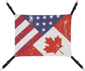 Retro America Canada Flag Hanging Cat Bed Soft Breathable Pet Hammock for Cage Pet Sleeper for Kitten Ferret Puppy Rabbit