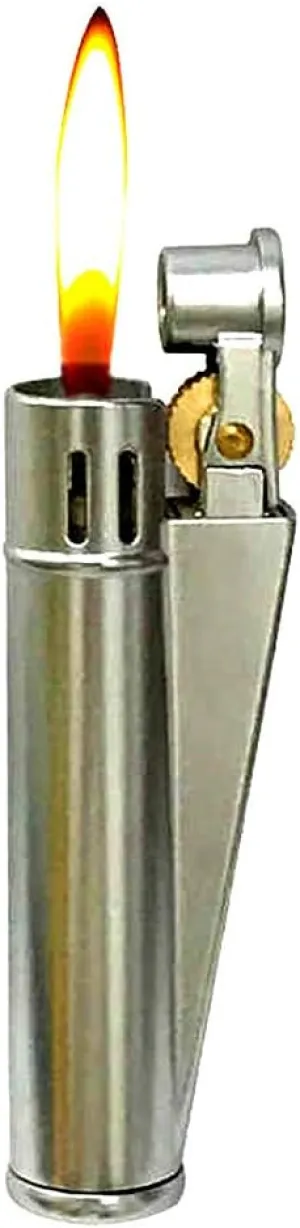Retro Kerosene Lighter Antique Style Outdoor Windproof Lighter Lightweight and Portable Metal Oil Lighter Camping Hiking Fire Starter Best Gift for Smoker (Silver)