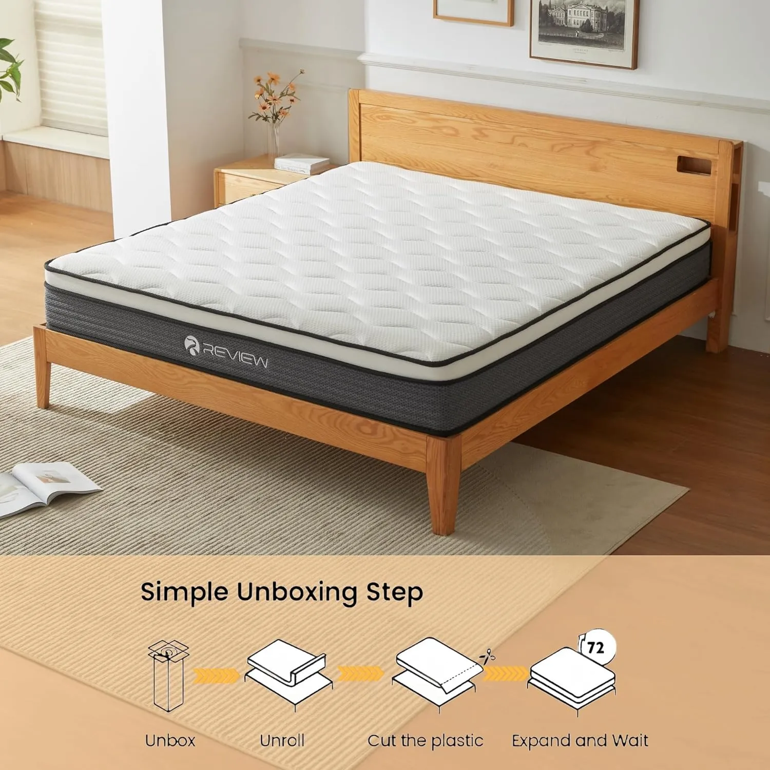 Review Full Mattress, 10 Inch Full Size Mattress in a Box,Memory Foam Hybrid Mattress,with Individual Pocket Spring for Motion Isolation & Silent Sleep, Pressure Relief,Medium Firmness.