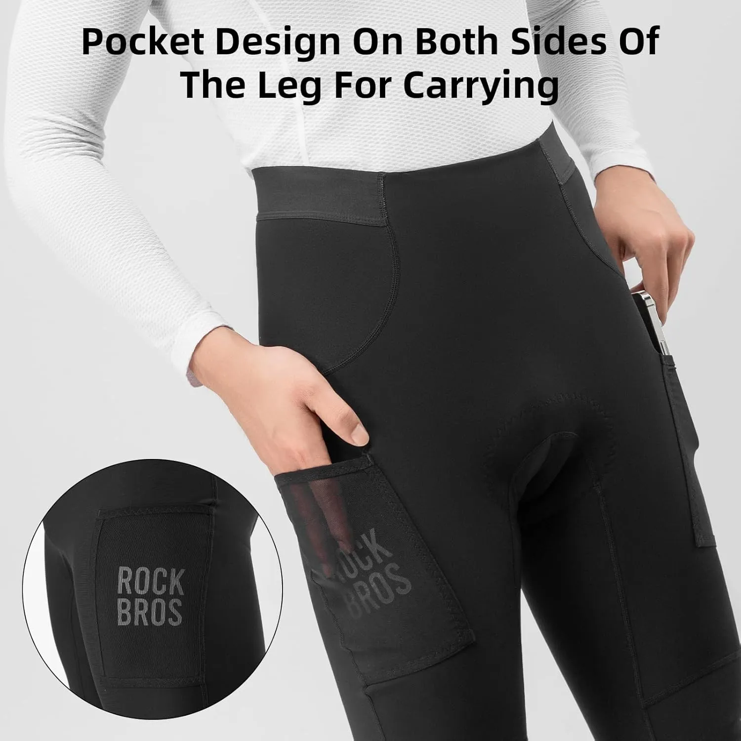 ROCKBROS Winter Cycling Pants for Men Thermal Padded Biking Leggings Men’s Long Tights Bike Pants Windproof Warm