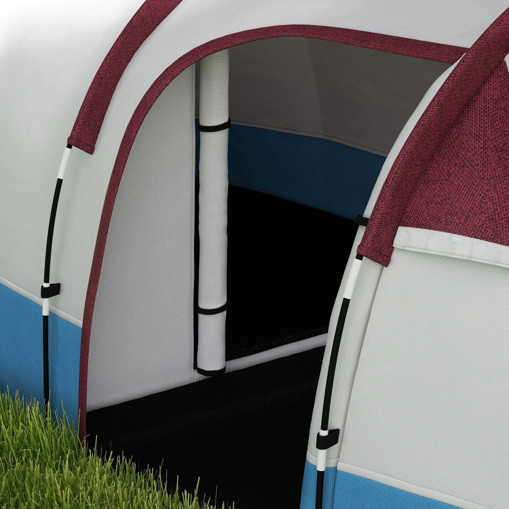 Rootz 3 Person Camping Tent - Outdoor Tent - Waterproof Shelter - Lantern Hooks - 420cm x 200cm x 150cm - Blue, White