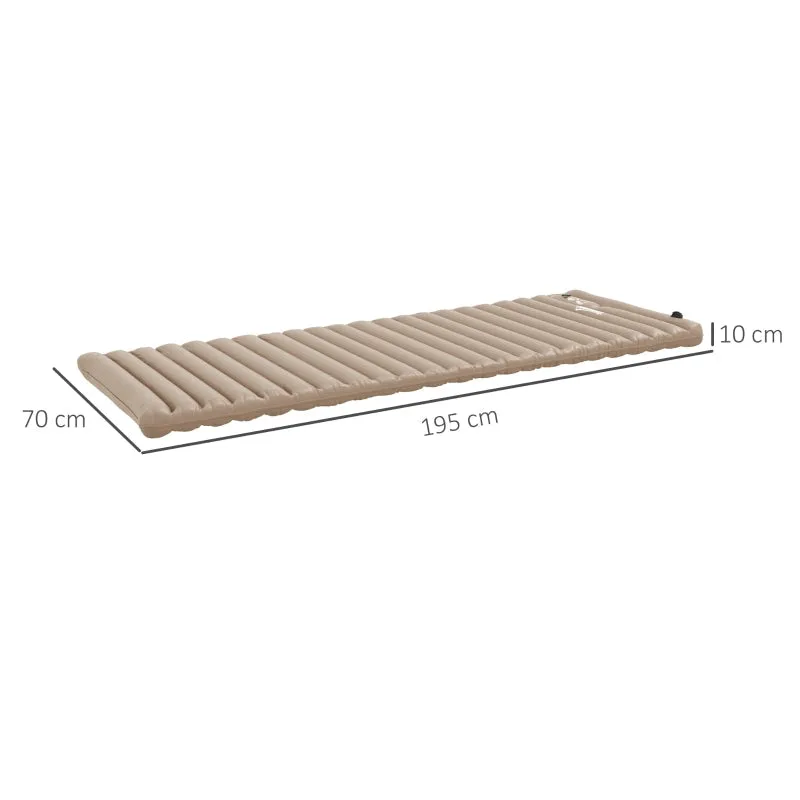 Rootz Camping Air Mattress - Inflatable Bed - Outdoor Sleeping Pad - Quick Inflation - Water-Repellent - Compact & Portable - 195cm x 70cm x 10cm - Polyester