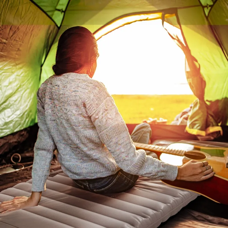 Rootz Camping Air Mattress - Inflatable Bed - Outdoor Sleeping Pad - Quick Inflation - Water-Repellent - Compact & Portable - 195cm x 70cm x 10cm - Polyester