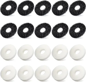 Round Sponge Foam Filter Pads and Carbon Rings Replacement for Biorb Aquarium Accessories, 10Pcs Carbon Pads and 10Pcs Foam Pads