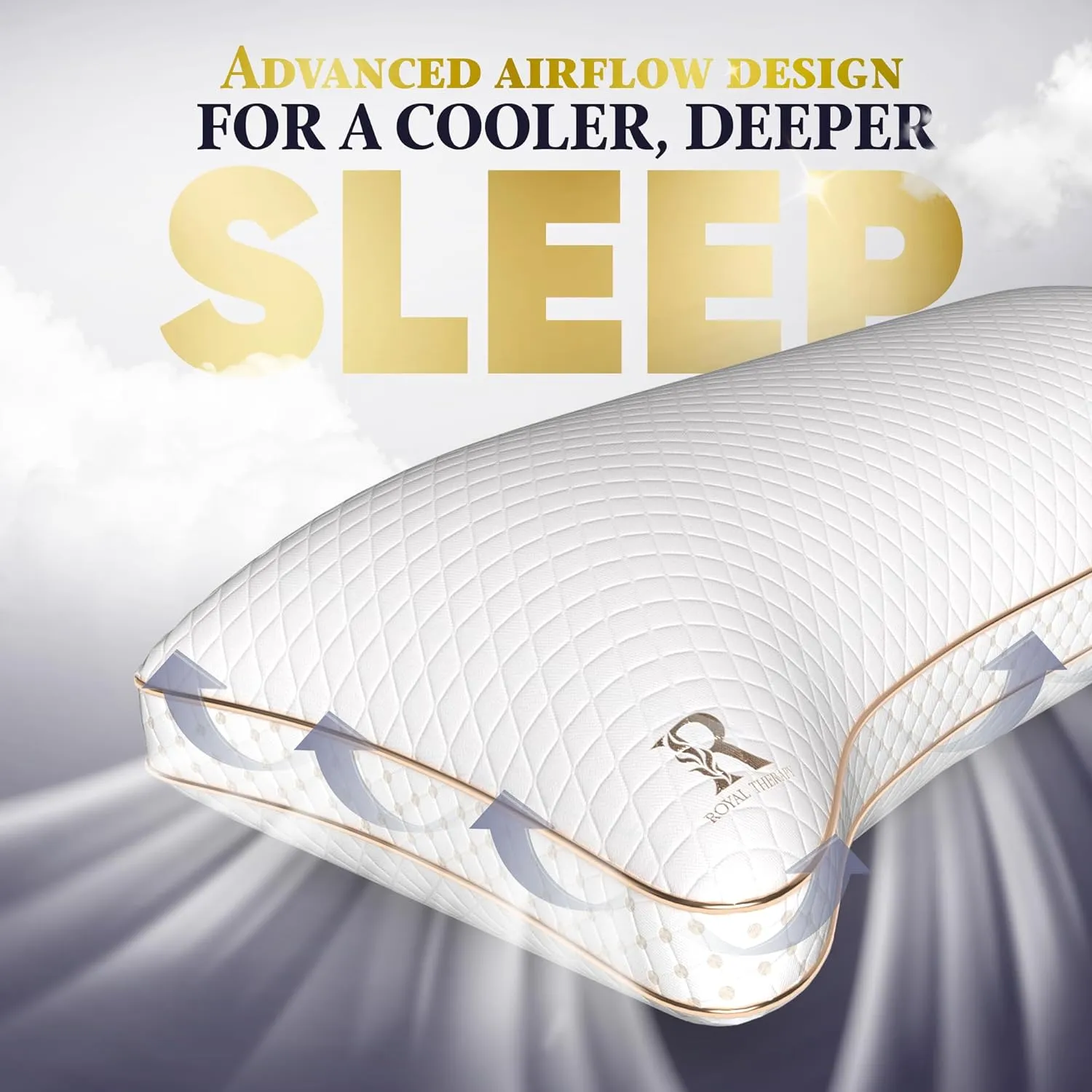 Royal Therapy 2-Pack Adjustable Queen Pillows, Shredded Memory Foam Pillows Queen Size Set, Cooling Pillow Bed Pillow Firm Pillow Rayon Derived from Bamboo Pillow Foam Pillow Side Sleepers Pillows
