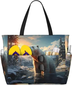 Rugby On Fire Spacious Large Capacity Beach Travel Bag - Foldable Beach Bag Tote Bag With Zipper