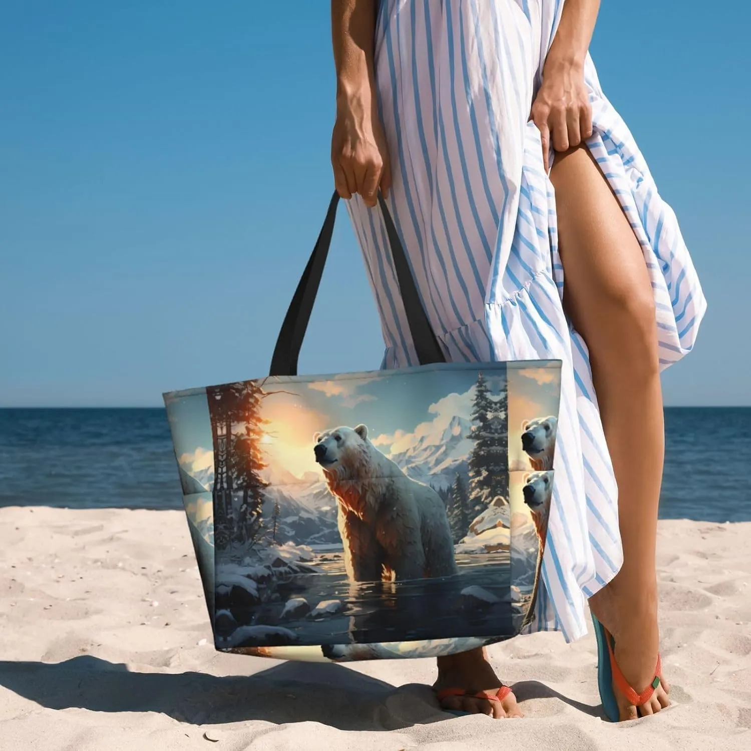Rugby On Fire Spacious Large Capacity Beach Travel Bag - Foldable Beach Bag Tote Bag With Zipper