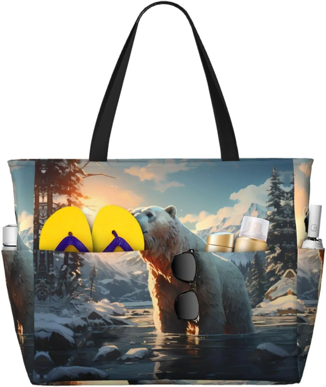 Rugby On Fire Spacious Large Capacity Beach Travel Bag - Foldable Beach Bag Tote Bag With Zipper