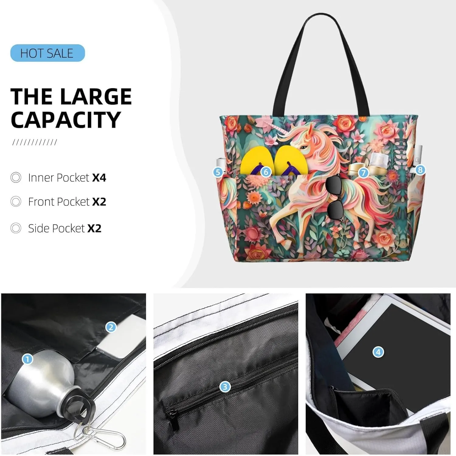 Rugby On Fire Spacious Large Capacity Beach Travel Bag - Foldable Beach Bag Tote Bag With Zipper