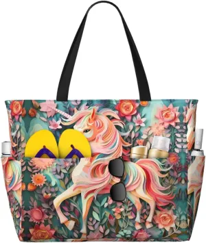 Rugby On Fire Spacious Large Capacity Beach Travel Bag - Foldable Beach Bag Tote Bag With Zipper