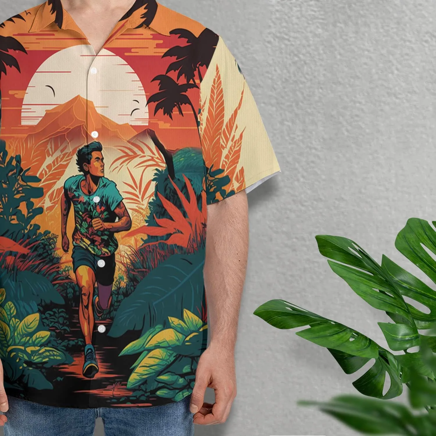 Running Marathon Hawaiian Shirts for Men - Runner Button Down Mens Hawaiian Shirts Short Sleeve Luau Beach Shirt Series 26