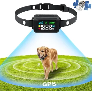 RUXAN GPS Electric Fence for Dogs, Wireless Dog Fence Outdoor Use, GPS Dog Collar Fence System 99-5997ft with Waterproof & Rechargeable Collar Receiver,Adjustable Warning Strength for Most of Dogs