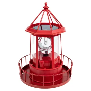Rynx | Enajucy Solfyr Rotating Light - 360 Degree Light House Lamp For Farm, Ip65 Waterproof Durable Lighthouse Lamps Tower Statue Light For Outdoor Garden Pathway Patio (Red)