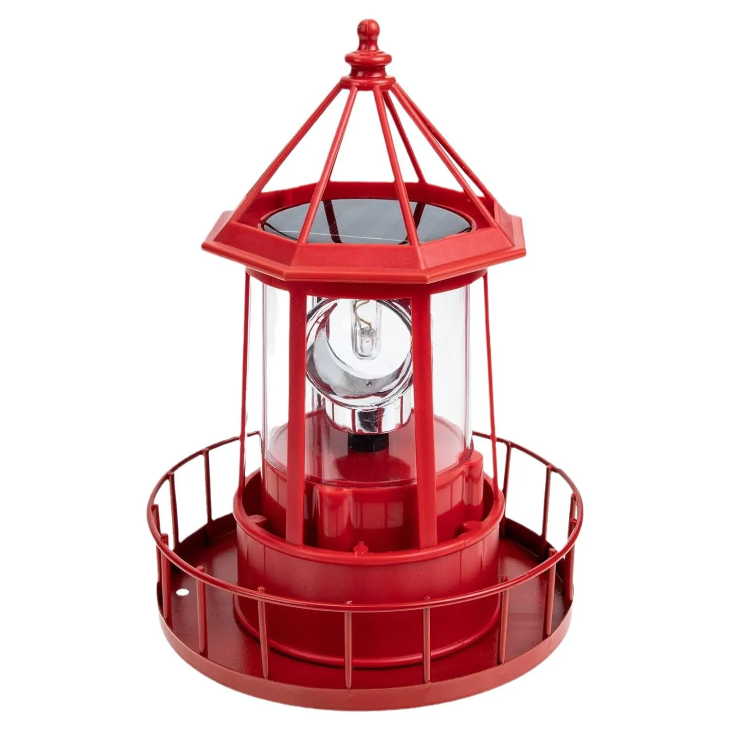 Rynx | Enajucy Solfyr Rotating Light - 360 Degree Light House Lamp For Farm, Ip65 Waterproof Durable Lighthouse Lamps Tower Statue Light For Outdoor Garden Pathway Patio (Red)