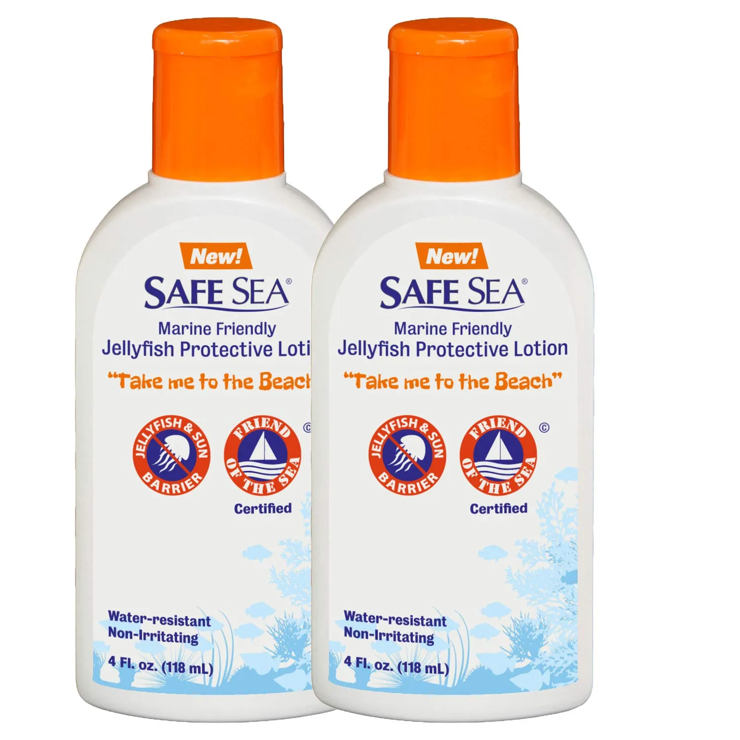 Safe Sea Anti Jellyfish Lotion, Non Toxic Waterproof Protects Against Sea Lice, Fire Coral & Jelly Stings (2 pack no SPF)