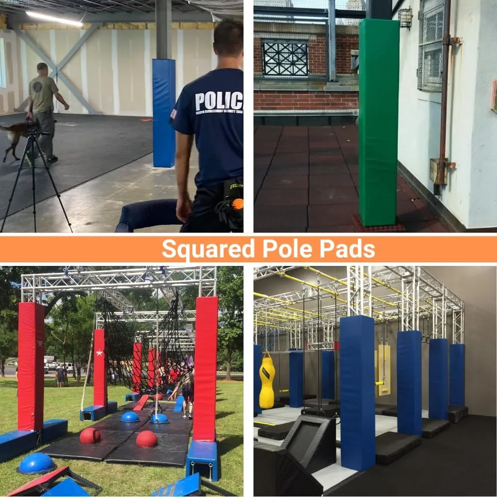 Safety Pole Pad, for Square Pole Only, 4 FT Tall, 2” Thick Foam, Weatherproof, UV-Resistant, Hook/Loop Closure