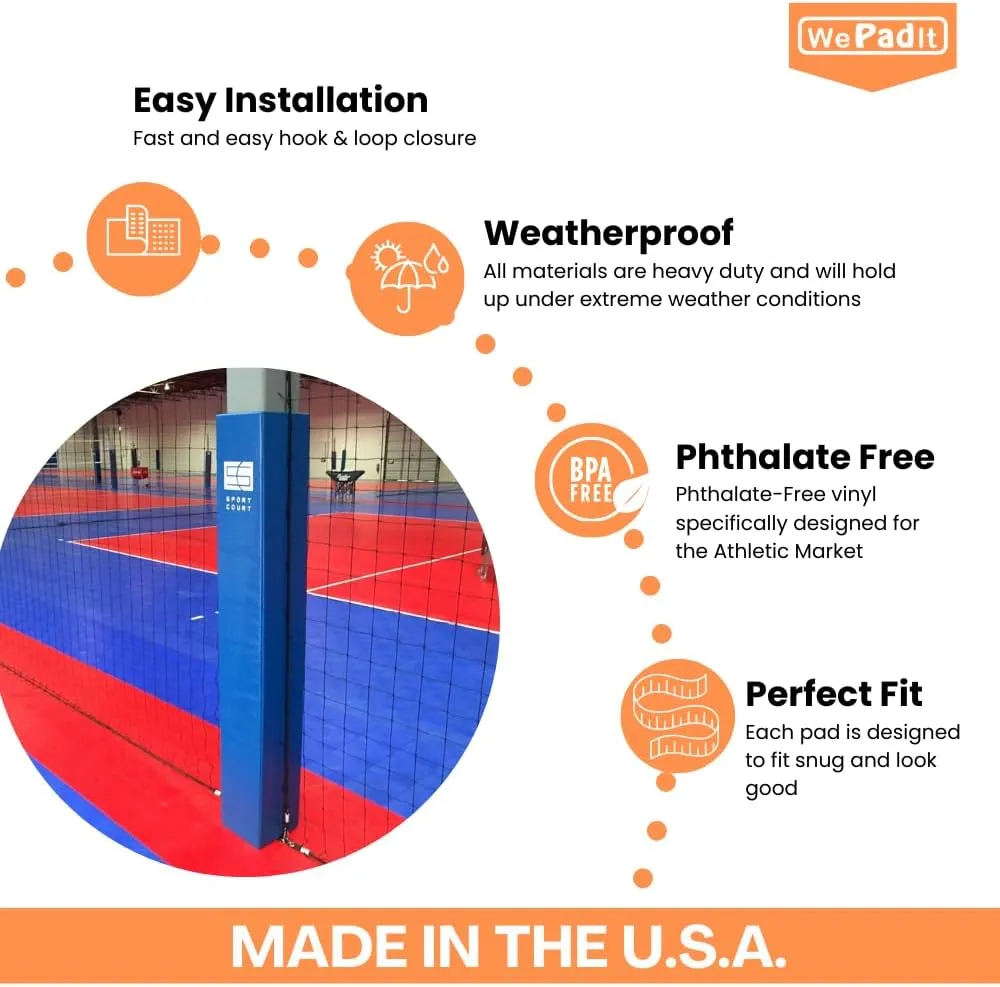 Safety Pole Pad, for Square Pole Only, 4 FT Tall, 2” Thick Foam, Weatherproof, UV-Resistant, Hook/Loop Closure