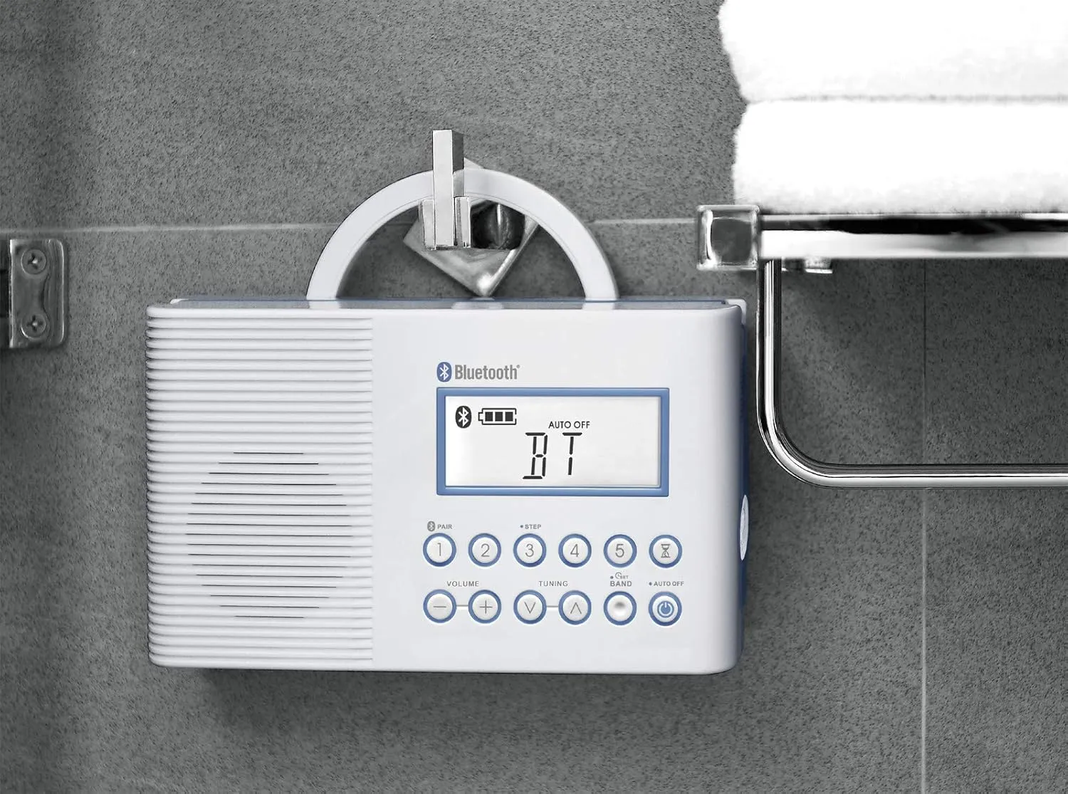Sangean H202 AM/FM Weather Alert Waterproof Shower Radio, White