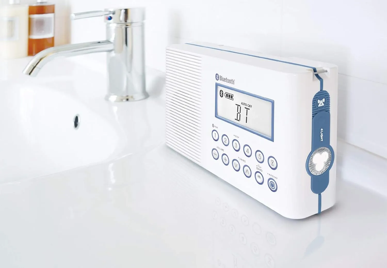 Sangean H202 AM/FM Weather Alert Waterproof Shower Radio, White